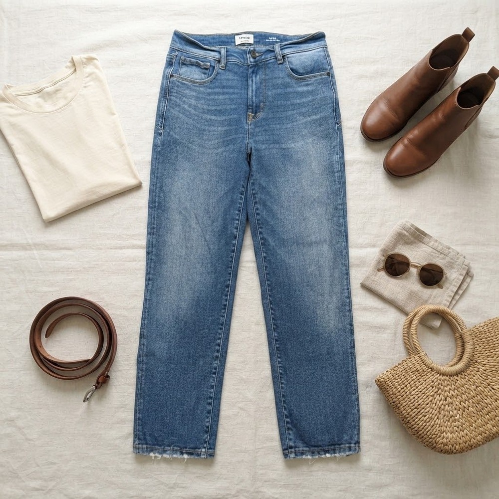 Kensie Jeans The Ella High Rise Straight Medium Wash Denim Size 4 27